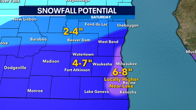 Southeast Wisconsin accumulating snow Saturday, Jan. 28