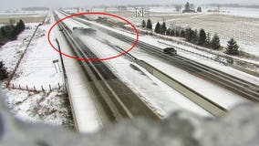 Wisconsin car hauler plows through median in snow