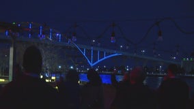 Blue lights in Milwaukee, Colorectal Cancer Awareness Month