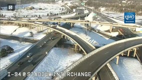 Stadium Interchange ramps temporarily closed; icy conditions, crashes