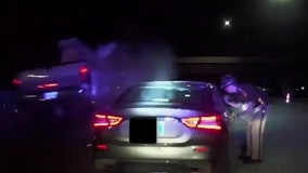 Dashcam video shows truck slam into car pulled over by Iowa state trooper