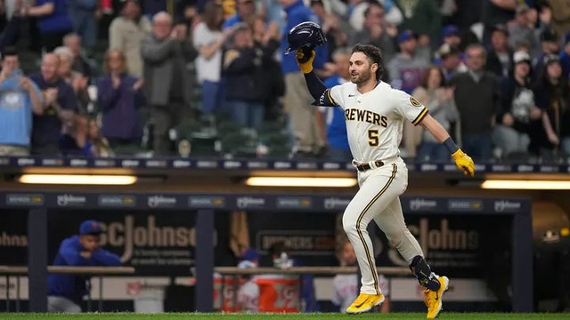 Brewers outfielder says 'usually something good happens' in wife's absence after hitting walk-off run