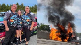Great Lakes Dragaway crash, man burned during practice run
