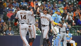 Giants pummel Brewers; Willy Adames hit by foul ball, exits game