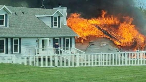 Belgium house, garage fire, home a total loss