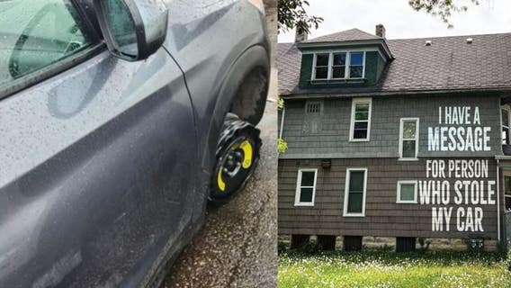 Milwaukee stolen Hyundai's owner projects message to thief