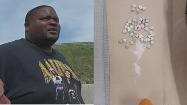 Racine County I-94 drug arrest, pill bottle 'down his pants'