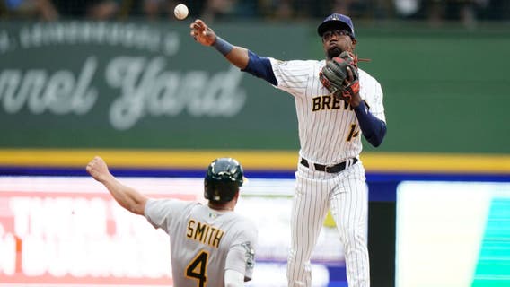 Brewers fall to A's, Oakland wins 4th in row for 1st time this year