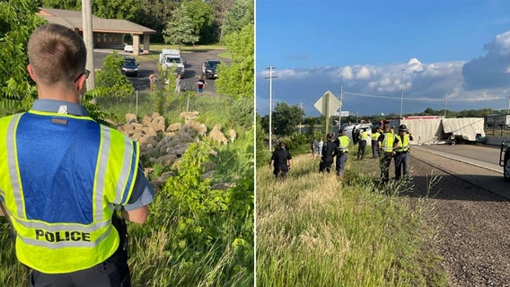 Semi tips in Eau Claire, sheep spill onto side of highway