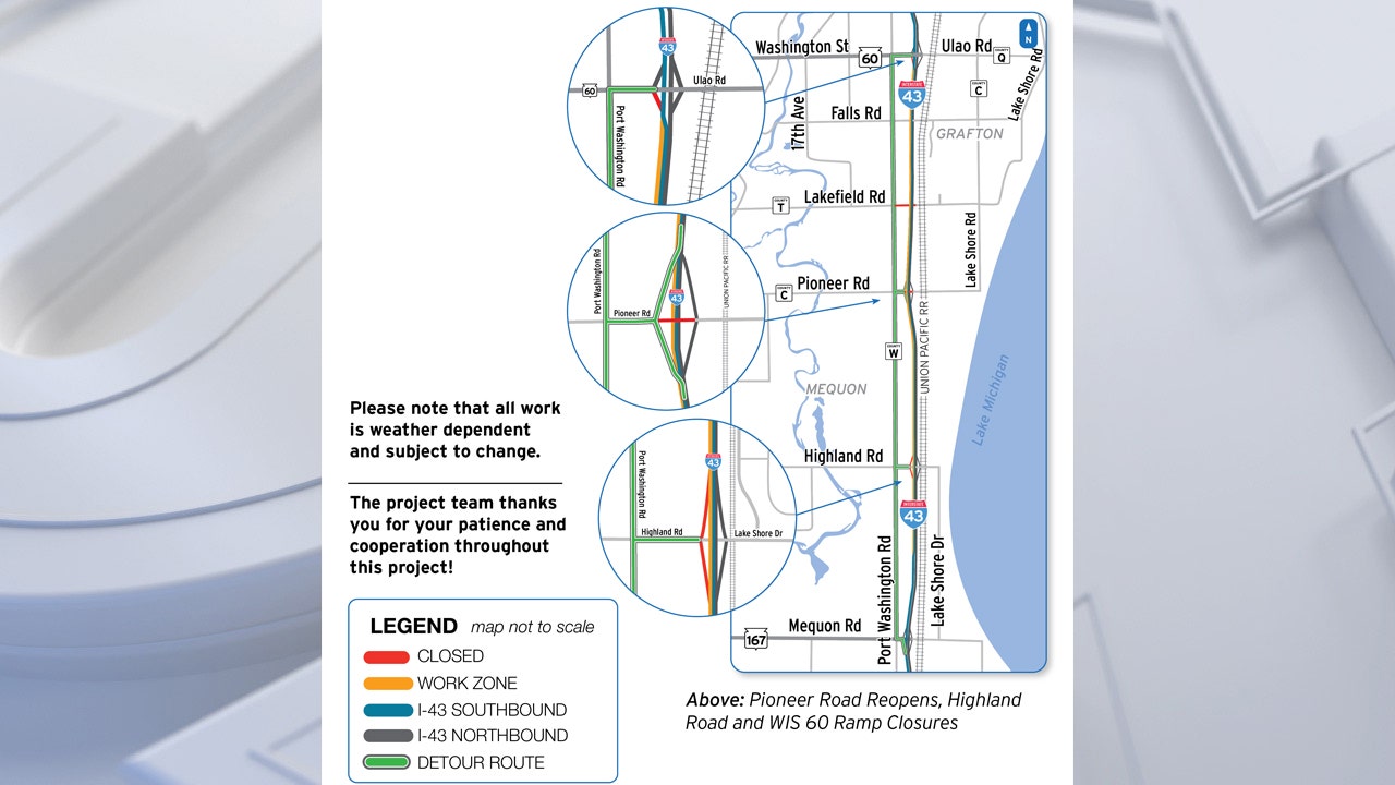 I-43 SB ramps to close for construction on July 7 | FOX6 Milwaukee