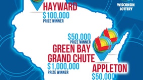Wisconsin winning Powerball tickets; $1M, $100K, $50K prizes won