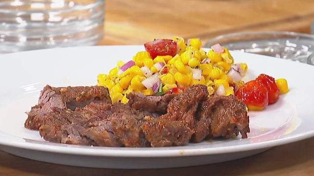 Cowboy marinated skirt steak with corn salad: recipe