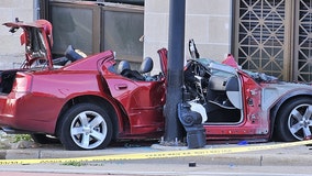 Racine City Hall car crash, driver flown to hospital