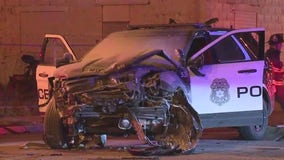 Milwaukee police chase; squad crashes, catches fire