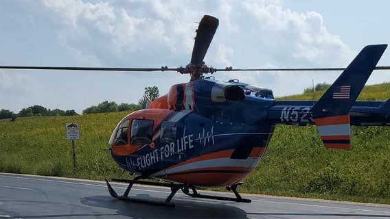 Dodge County crash, motorcyclist flown to hospital