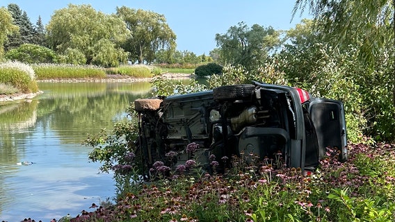 Car into Sheboygan's Acuity Insurance retention pond, driver OK