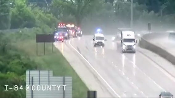 Waukesha County sheriff squad crash; vehicle hydroplaned