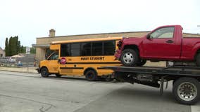 Racine school bus, truck crash near Goold and Erie