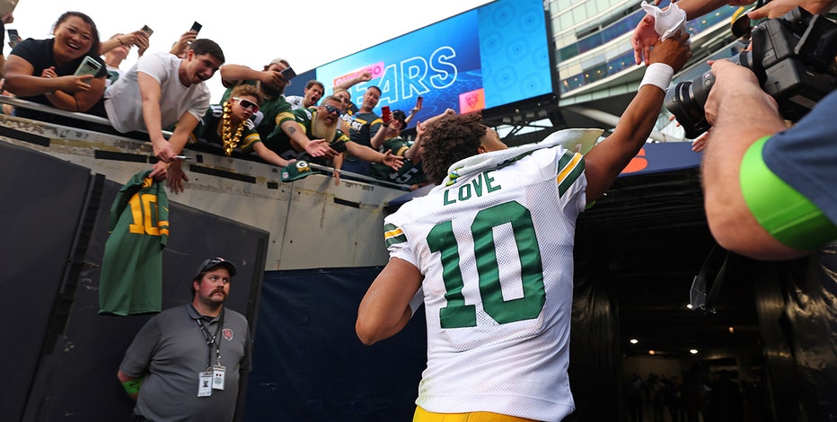 Christian Watson of the Green Bay Packers celebrates with fans after  News Photo - Getty Images