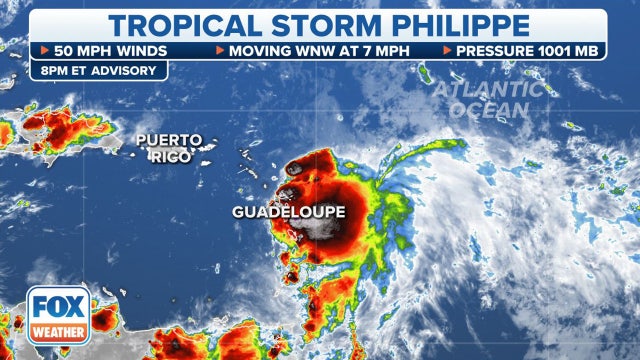 Tropical Storm Philippe makes landfall in Barbuda and will continue to strengthen