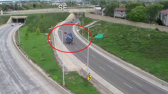 Semi rollover crash; Mitchell Interchange in Milwaukee