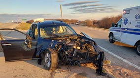 Slinger multi-vehicle crash; 1 person extricated