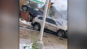 Police chase, crash into Milwaukee gas station sign