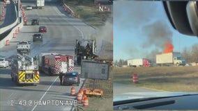 Box truck fire, I-43 NB near Hampton Avenue