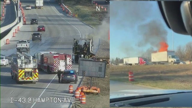 Box truck fire, I-43 NB near Hampton Avenue