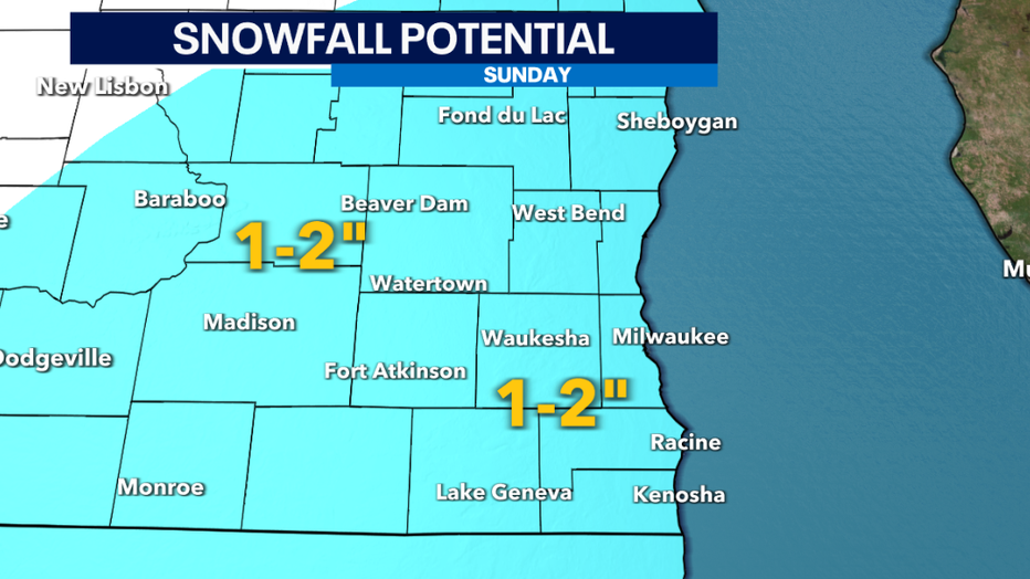 1-2 inches of snow will be possible from Sunday morning, Nov. 26 through Sunday afternoon, Nov. 26