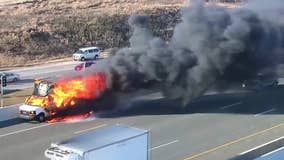 Kenosha I-94 truck fire, WisDOT cameras capture response