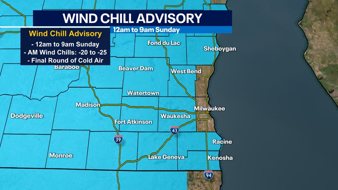 SE Wisconsin wind chill advisory Sunday morning