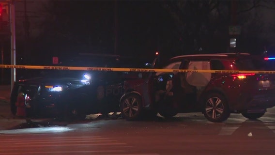 Milwaukee police chase, crash; squad car hit, 4 teens in custody