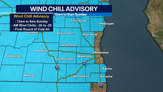 SE Wisconsin wind chill advisory Sunday morning