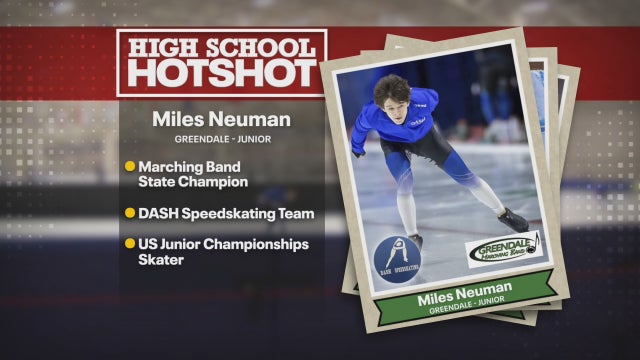 Greendale junior a showman on skates, with a saxophone