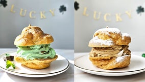 St. Patrick's Day cream puffs: Irish cream, mint chocolate cream