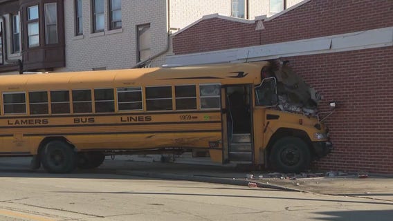 Milwaukee school bus crash; hit building near Holton and Locust