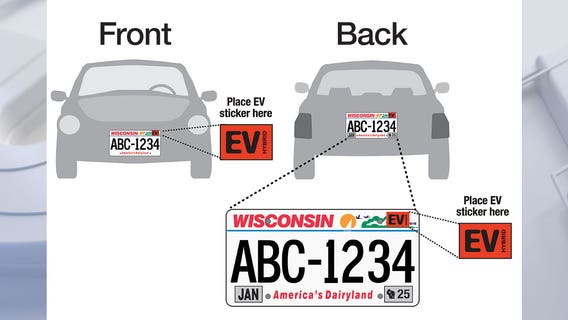 Wisconsin EV Hybrid stickers for license plates, first responder safety