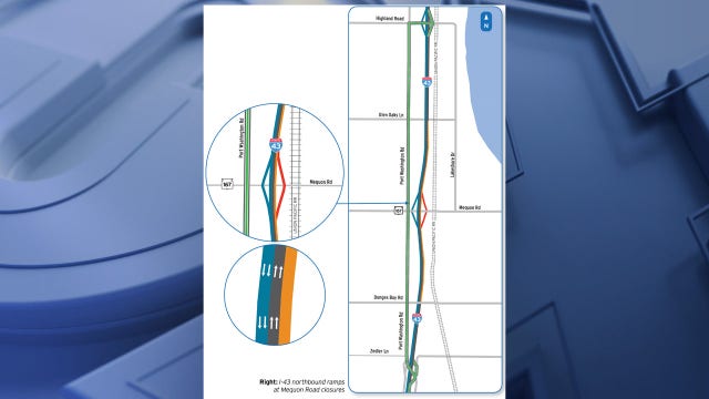 I-43 northbound ramps at Mequon Road to close long-term