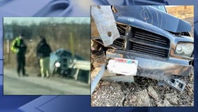 Kansasville crash; car slams into guardrail, driver declined ambulance