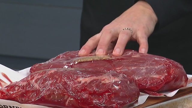 Dijon-glazed corned beef with savory cabbage and red potatoes: recipe