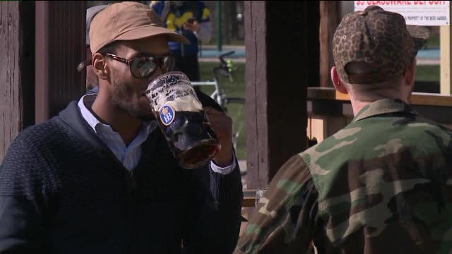 Estabrook Beer Garden opens, draws crowd on warm March day