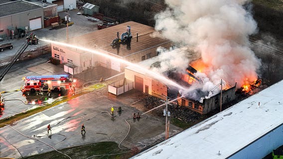Menomonee Falls building fire; small explosions noted