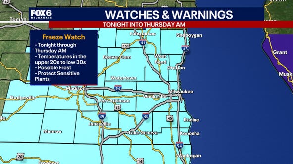 Freeze watch for southeast WI in effect Thursday morning, April 25