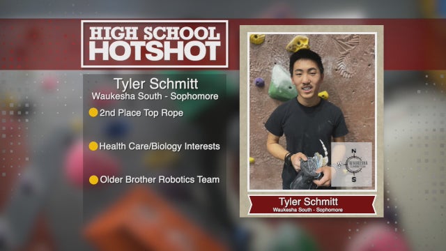 Waukesha South sophomore climbing whatever he gets his hands on