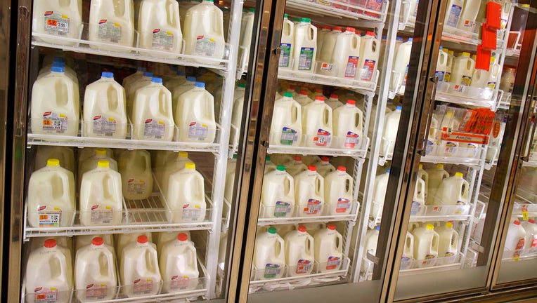 milk in grocery store