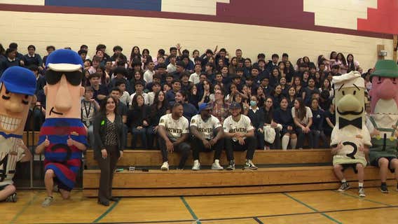 Brewers visit Milwaukee school to honor teacher, surprise students