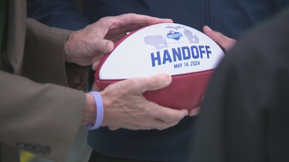 2025 NFL Draft; ceremonial draft handoff at Lake Express in Milwaukee