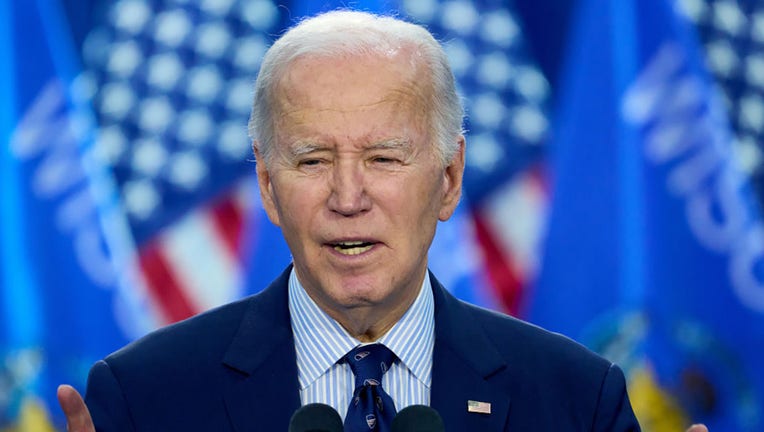 FILE - US President Joe Biden speaks during an event in Madison, Wisconsin, on April 8, 2024. Photographer: Daniel Steinle/Bloomberg via Getty Images