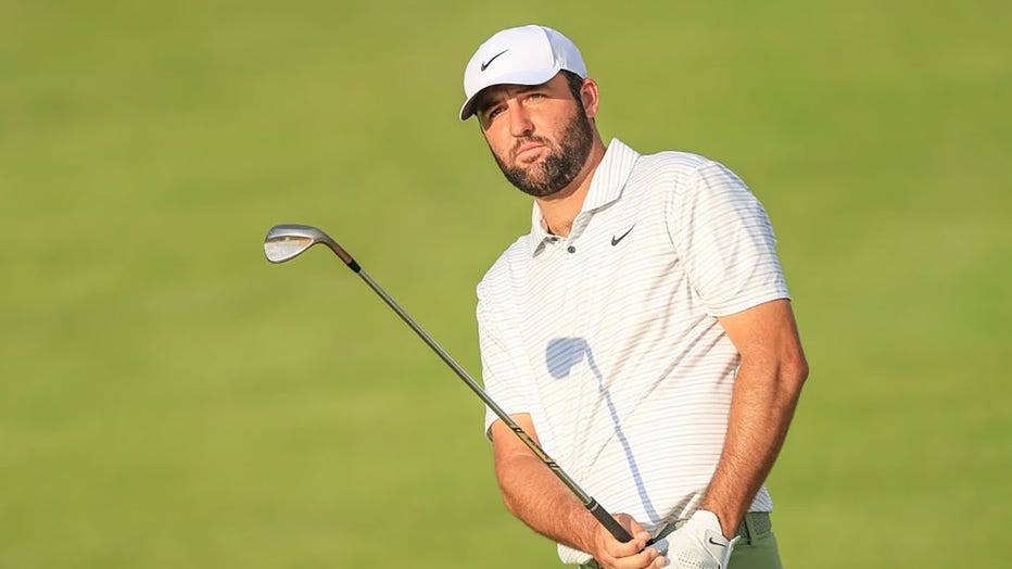 Scottie Scheffler of The United States plays his third shot on the 17th hole during the first round of the 2024 PGA Championship at Valhalla Golf Club on May 16, 2024, in Louisville, Kentucky. (Photo by David Cannon/Getty Images)